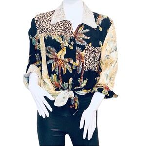Vintage | Faith Multi Pattern Button Up Shirt Top